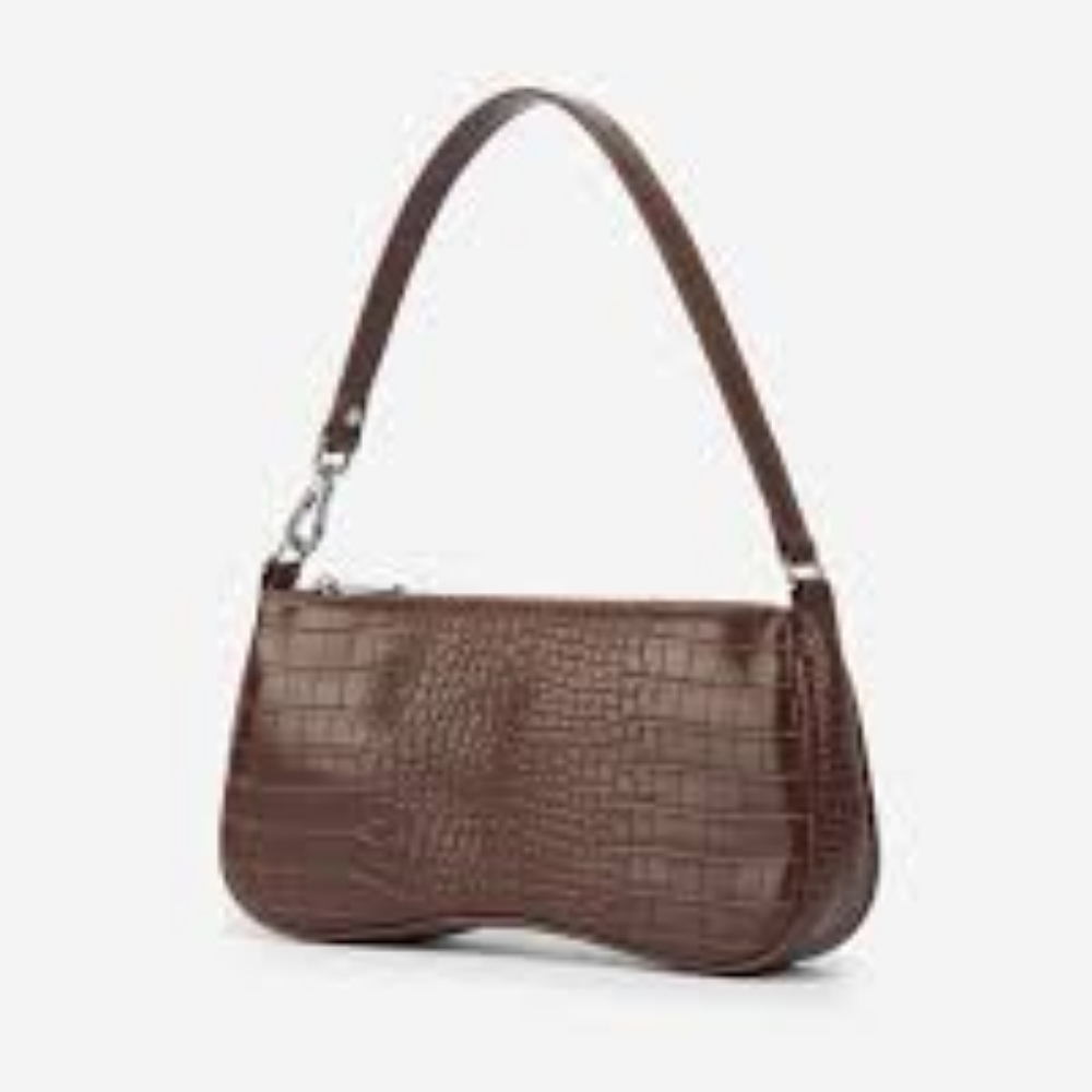 JW PEI Brown Croc-Embossed Shoulder Bag